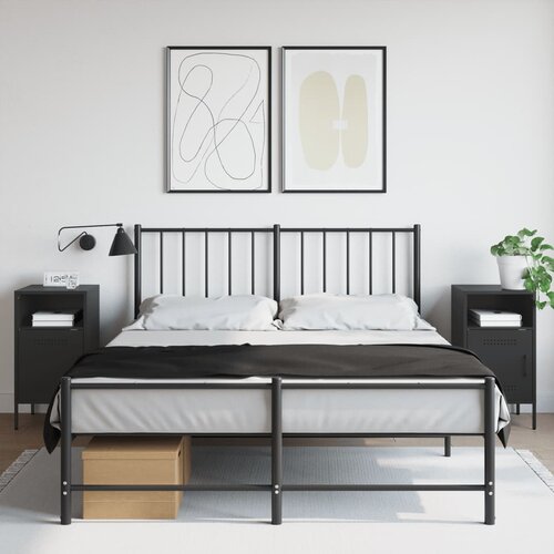 VidaXL Noćni ormarići 2 kom crni 36x39x50,5 cm hladno valjani čelik Slike