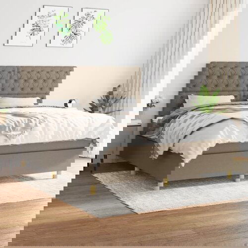 The Living Store Box spring postelja z vzmetnico taupe 160x200 cm blago - Box Spring Postelja, (21512169) Slike