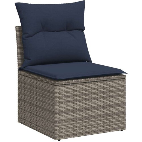  Vrtna garnitura - 8-dijelni set vrtnih sofa od poliratana s jastucima sivi - Siva 1 Slike