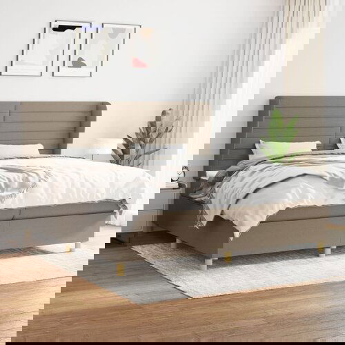  The Living Store Box spring postelja z vzmetnico taupe 200x200 cm blago - Box Spring Postelja, (21514686) Cene