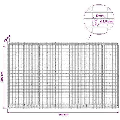  Gabion s žicom debljine 3,5 mm i mrežom 5x10 cm 350x50x200 cm Slike