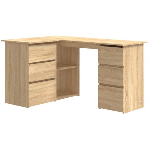 Maison Chic Kotna Pisalna miza - pisarni&amp;scaron;ka miza - Računalni&amp;scaron;ka miza sonoma hrast 145x100x76 cm iverna plo&amp;scaron;ča, (21785732) Slike