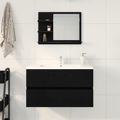  Kupaonsko ogledalo crni hrast 60x10,5x45 cm konstruirano drvo Slike
