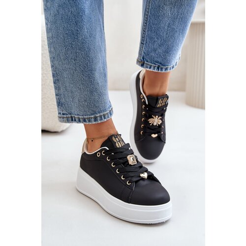 Nikka Women's platform sneakers with black Herbisa embellishments Slike