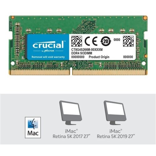 Crucial 16GB DDR4-2666 SODIMM PC4-21300 CL19, 1.2V za Mac CT16G4S266M Slike