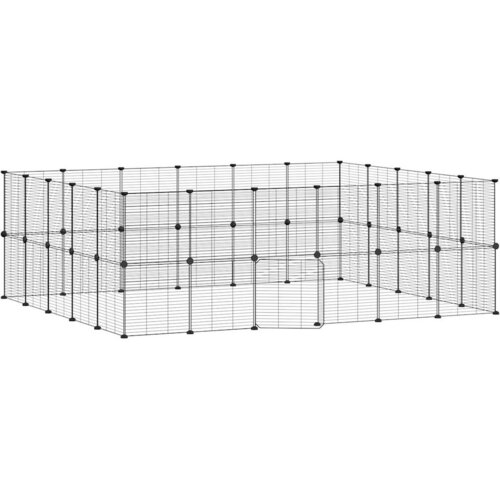 vidaXL Ograda za hi&scaron;ne ljubljenčke s 44 paneli črna 35x35 cm jeklo, (20802189) Cene