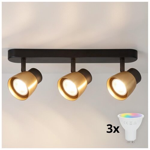  Brilagi - LED RGBW prigu&scaron;iva ugradna spot svetiljka NUGGET 3xGU10/6W/230V crna/zlatna Cene