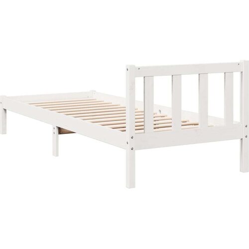 VidaXL Okvir kreveta bez madraca bijeli 90x210 cm masivna borovina Slike