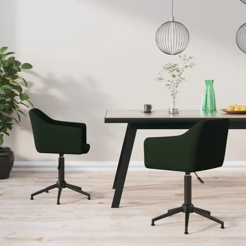 vidaXL Vrtljivi jedilni stoli 2 kosa temno zelen žamet