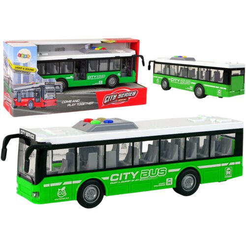 Battery Powered Bus Lights Sounds Friction Drive Green 1:16 Cijene