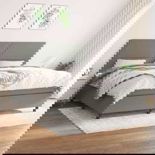  Box spring postelja z vzmetnico temno siva 160x200 cm blago, (20901756) Cene