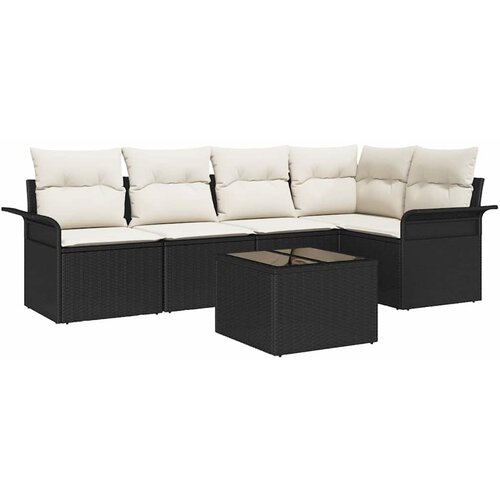 vidaXL Vrtna sedežna garnitura z blazino 6 pcs Črna poli ratan, (5000135277) Cene