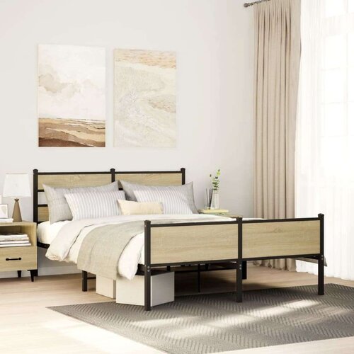 Metalni okvir kreveta bez madraca boja hrasta sonome 160x200 cm Slike