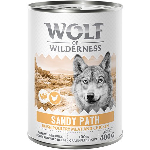 Wolf of Wilderness Adult “Expedition” 6 x 400 g - Sandy Path - perutnina s piščancem Cene