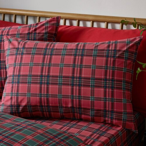 Catherine Lansfield Rdeča/temno zelena posteljnina za zakonsko posteljo 230x220 cm Tartan Check &amp;ndash; Slike
