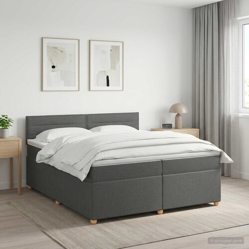  Boxspring krevet s madracem Tamnosiva 200 x 200 cm Tkanina Cene