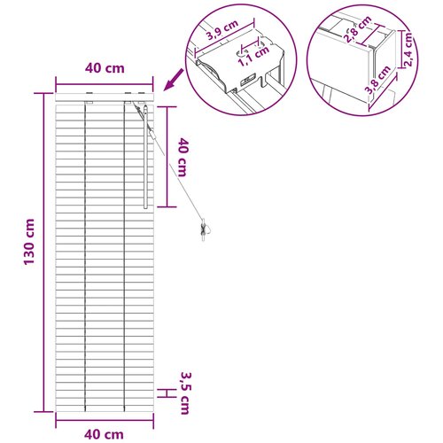  Venecijanska roleta Tamno smeđa 40 x 130 cm 35 mm Slike