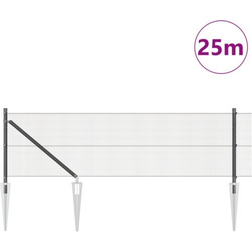 VidaXL zavareno žičano ogradivanje s 13 &amp;scaron;iljaka Siva 0.8x25 m Čelik Slike