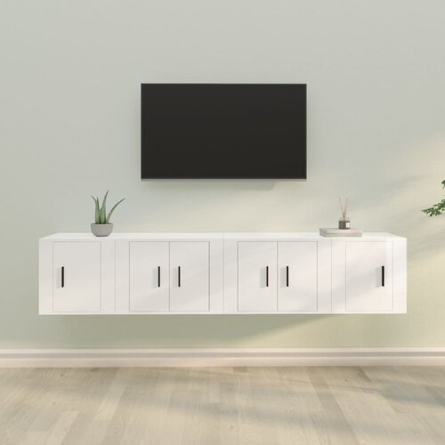 vidaXL Komplet TV omaric 4-delni visok sijaj bel inženirski les Cene