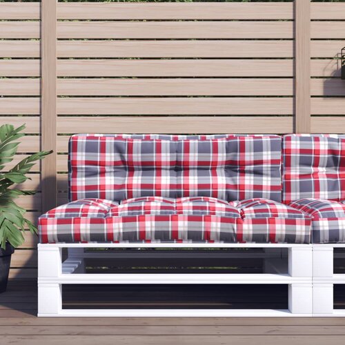 vidaXL Jastuk za palete crveni karirani 120 x 40 x 12 cm od tkanine Cijene