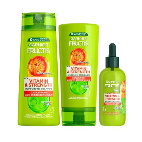Garnier Fructis Vitamin & Strength Reinforcing Shampoo Set šampon 250 ml + regenerator 200 ml + serum za kosu 125 ml za ženske