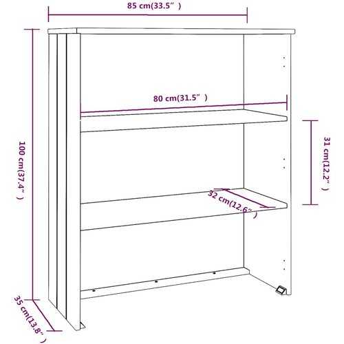  Gornji element za komodu HAMAR bijeli 85x35x100 cm od borovine Slike