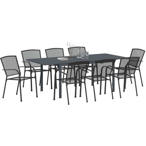  Vrtni set za objed 9 pcs Antracit Čelik Slike