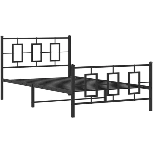 vidaXL Kovinski posteljni okvir z vzglavjem in vznožjem črn 107x203 cm, (21038541)