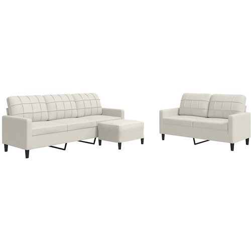  3-dijelni set sofa s jastucima krem bar&amp;scaron;unasti Slike