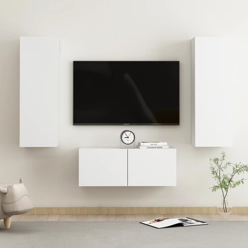 VidaXL 3-dijelni set TV ormarića bijeli od iverice Slike