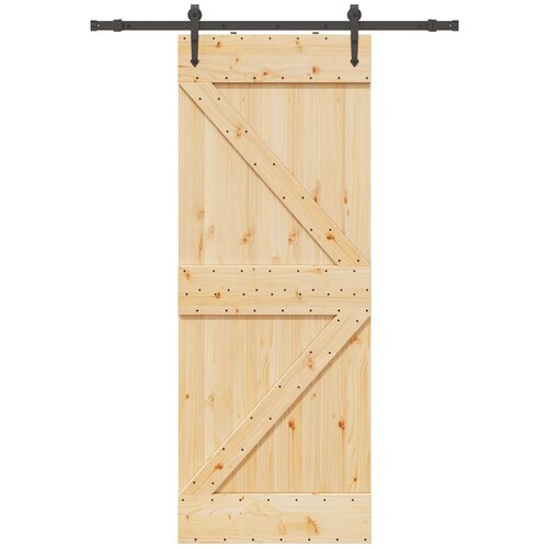 vidaXL Drsna vrata s kompletom vodil 80x210 cm trdna borovina Cene