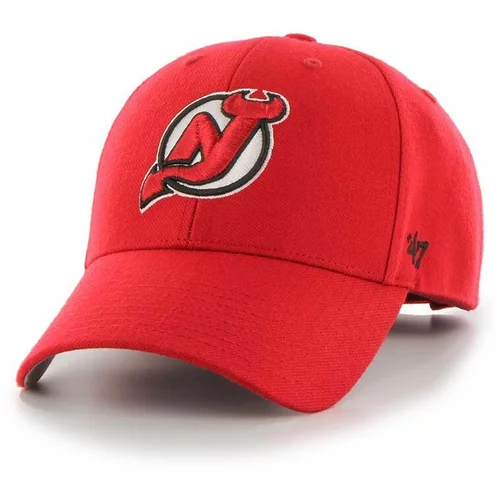 47 Brand Kapa sa šiltom s dodatkom vune NHL New Jersey Devils boja: crvena, s aplikacijom, H-MVP11WBV-RD