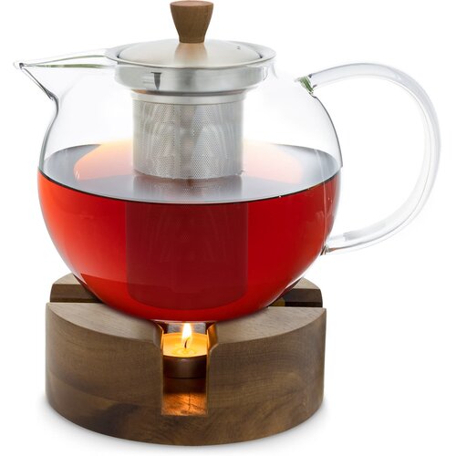 Klarstein Sencha, dizajnersko oblikovan čajnik, z lesenim grelnikom Oolong, 1,3 l, vstavno cedilo Cene