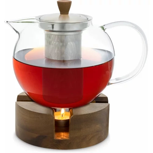 Klarstein Sencha, dizajnersko oblikovan čajnik, z lesenim grelnikom Oolong, 1,3 l, vstavno cedilo