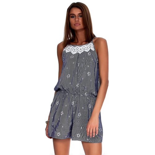 Fashion Hunters Dark blue overall with small stripes Slike