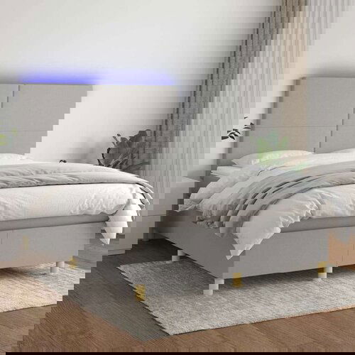  Box spring s madracem LED svjetlosivi 140x200 cm tkanina Cene