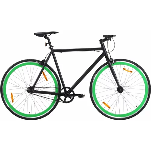  Bicikl s fiksnim zupčanikom crno-zeleni 700c 55 cm