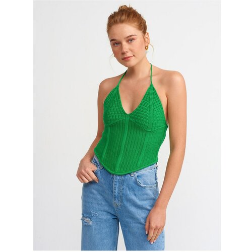 Dilvin 10142 Lace-up Neck Knitwear Singlet-green Slike
