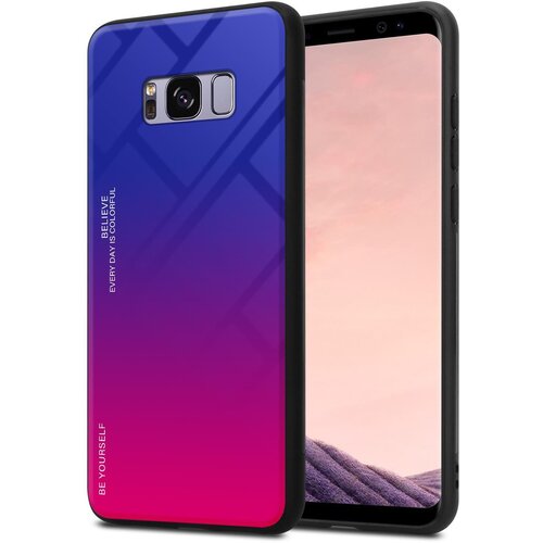 Cadorabo Ohi&scaron;je, združljiv s Samsungom v vijolični - rdeči - dvobarvni za&scaron;čitni pokrov iz silikona TPU in hrbta iz kaljenega stekla, (20571084) Cene