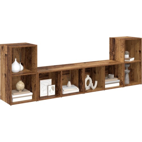  Set TV komoda s policom s pohranom 4 pcs Staro drvo 72 x 35 x 36.5 cm Slike