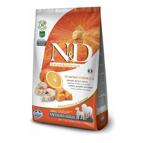 Farmina N&D bundeva hrana za pse bakalar i narandža (adult, medium & maxi) 2.5kg Slike