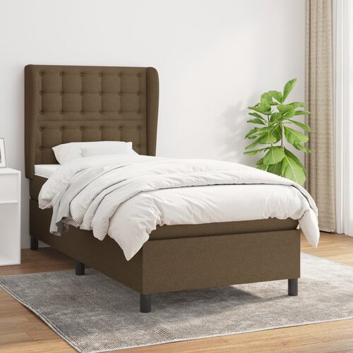 VidaXL Box spring postelja z vzmetnico temno rjava 80x200 cm blago Slike