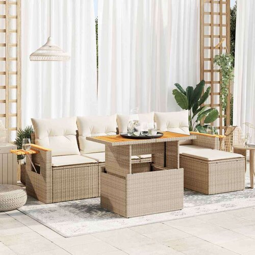 vidaXL 7-dijelni set vrtnih sofa s jastucima bež od poliratana bagrem Cene