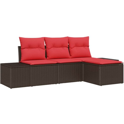 vidaXL Vrtna sedežna garnitura z blazino 4 pcs Rjava in rdeča, (5000021750) Cene