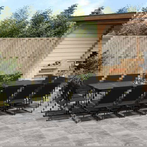  15-dijelni vrtni blagovaonski set crni od tekstilena Slike