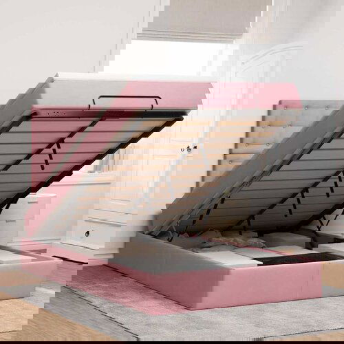 vidaXL Otomanski posteljni okvir z vzmetnicami roza 120x200cm žamet Cene