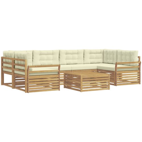  Set vanjskih sofa 7 kom. Bijela i krem Slike