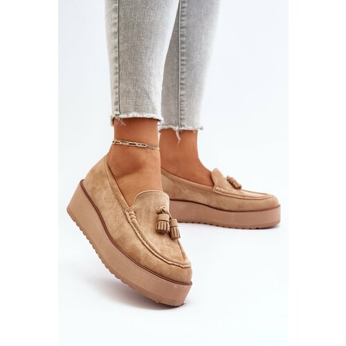 Kesi Women's platform loafers with fringes, brown mialani Slike