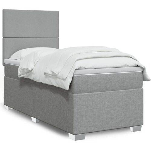 VidaXL Okvir kreveta s oprugama i madrac svjetlosivi 80x200cm tkanina Slike