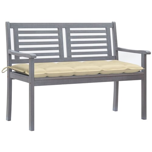 The Living Store Vrtna klop za 2 osebi z blazino 120 cm siv evkaliptusov les - Klop, (21481531) Cene